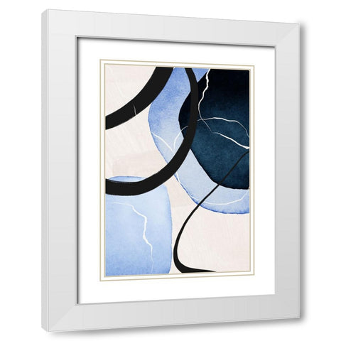 Shapley Blue-3 White Modern Wood Framed Art Print with Double Matting by Moss, Sally Ann