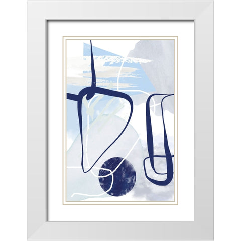 Lines of Blue-1 White Modern Wood Framed Art Print with Double Matting by Moss, Sally Ann
