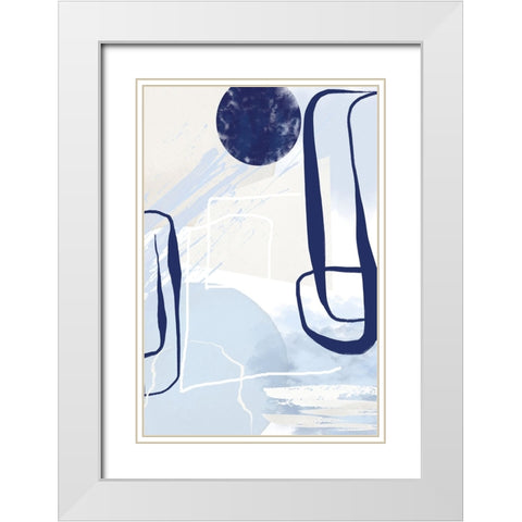 Lines of Blue-3 White Modern Wood Framed Art Print with Double Matting by Moss, Sally Ann