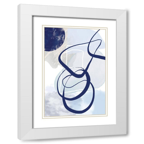 Lines of Blue-2 White Modern Wood Framed Art Print with Double Matting by Moss, Sally Ann