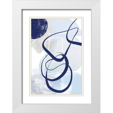 Lines of Blue-2 White Modern Wood Framed Art Print with Double Matting by Moss, Sally Ann