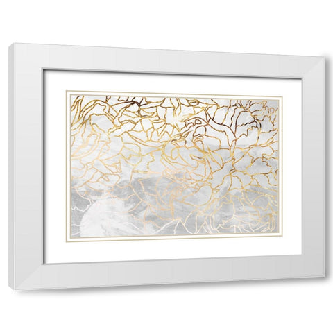 Abstract gold line art wall mural White Modern Wood Framed Art Print with Double Matting by Manovski, Sarah
