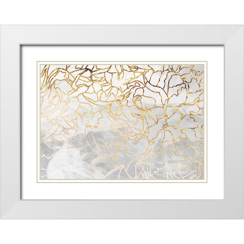 Abstract gold line art wall mural White Modern Wood Framed Art Print with Double Matting by Manovski, Sarah