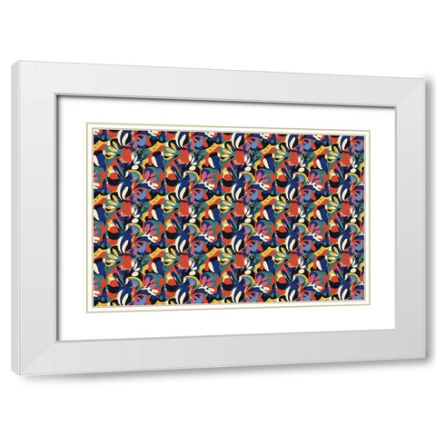 Pattern No 123 White Modern Wood Framed Art Print with Double Matting by Treechild
