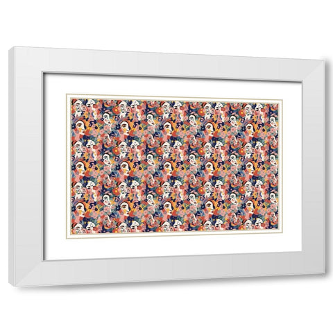 Pattern No 126 White Modern Wood Framed Art Print with Double Matting by Treechild