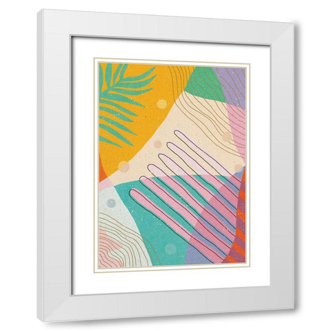 Botanical Disco White Modern Wood Framed Art Print with Double Matting by Demir, Aylin