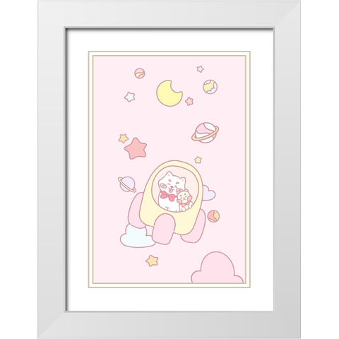 Dog and Hamster in space White Modern Wood Framed Art Print with Double Matting by Thai, Xuan