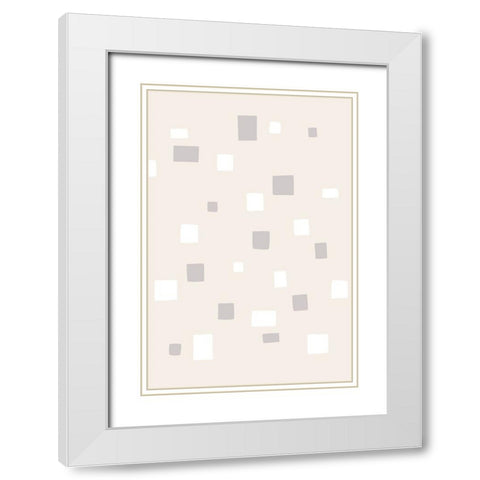 Abstract Squares White Modern Wood Framed Art Print with Double Matting by uplusmestudio