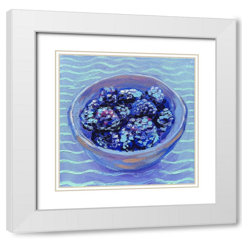 Blackberries White Modern Wood Framed Art Print with Double Matting by and Sea, Key