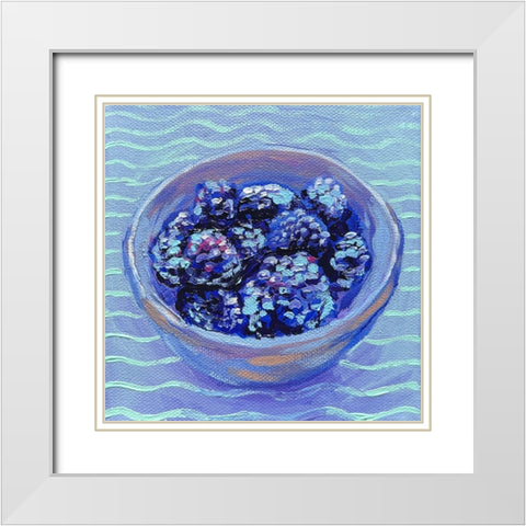 Blackberries White Modern Wood Framed Art Print with Double Matting by and Sea, Key