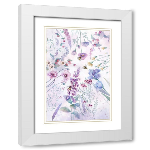 Stunning purple cottage flowers White Modern Wood Framed Art Print with Double Matting by Thai, Xuan