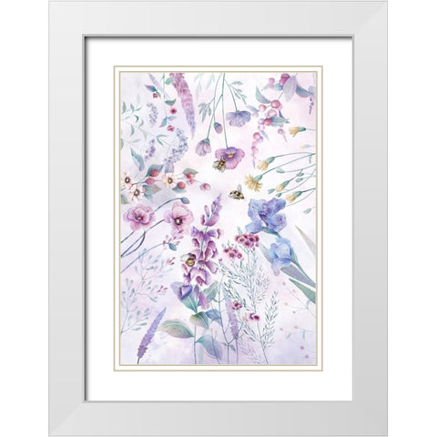 Stunning purple cottage flowers White Modern Wood Framed Art Print with Double Matting by Thai, Xuan