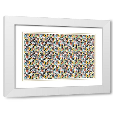 Pattern No 141 White Modern Wood Framed Art Print with Double Matting by Treechild