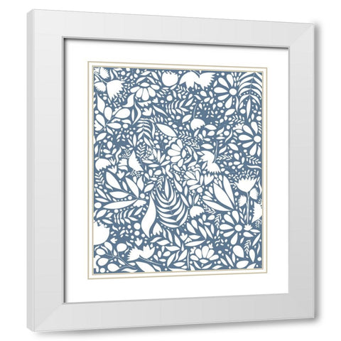 Scandi blue white pattern 1 White Modern Wood Framed Art Print with Double Matting by Manovski, Sarah