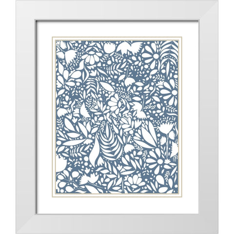 Scandi blue white pattern 1 White Modern Wood Framed Art Print with Double Matting by Manovski, Sarah
