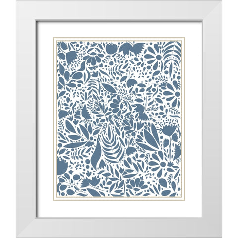 Scandi blue white pattern 2 White Modern Wood Framed Art Print with Double Matting by Manovski, Sarah