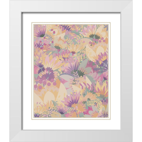 Scandi japandi flowers 1 White Modern Wood Framed Art Print with Double Matting by Manovski, Sarah