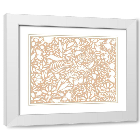 Scandi brown white pattern White Modern Wood Framed Art Print with Double Matting by Manovski, Sarah