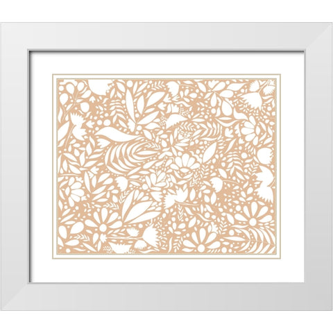 Scandi brown white pattern White Modern Wood Framed Art Print with Double Matting by Manovski, Sarah