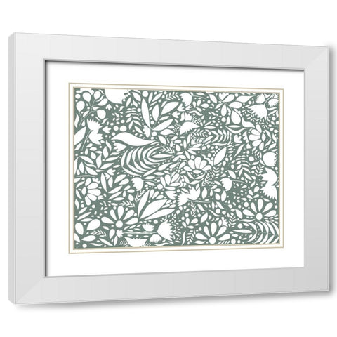 Scandi green white pattern White Modern Wood Framed Art Print with Double Matting by Manovski, Sarah