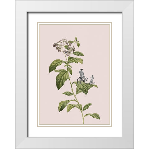 Botanical cycling White Modern Wood Framed Art Print with Double Matting by Floral Studio, Frida