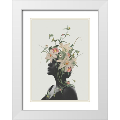 Lily flower White Modern Wood Framed Art Print with Double Matting by Floral Studio, Frida