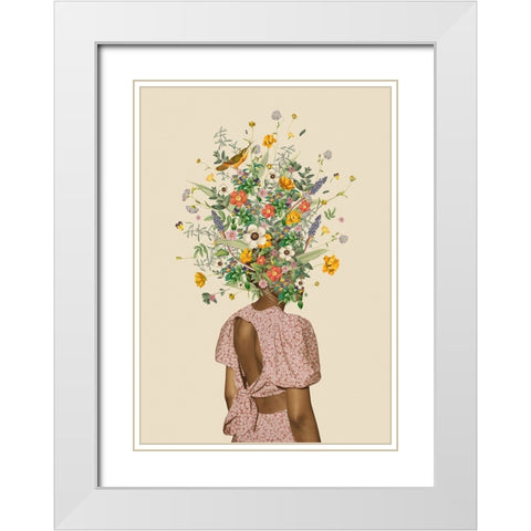 Wildflower bouquet White Modern Wood Framed Art Print with Double Matting by Floral Studio, Frida