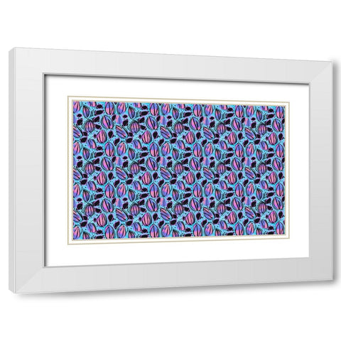 Pattern No 142 White Modern Wood Framed Art Print with Double Matting by Treechild