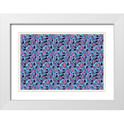 Pattern No 142 White Modern Wood Framed Art Print with Double Matting by Treechild