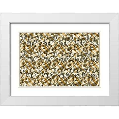 Pattern No 143 White Modern Wood Framed Art Print with Double Matting by Treechild