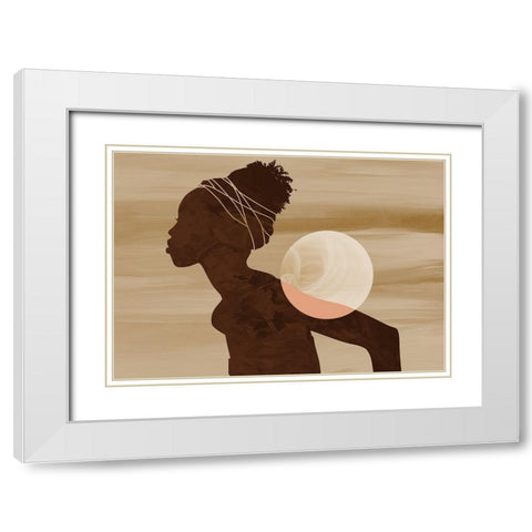 Angolan Moon White Modern Wood Framed Art Print with Double Matting by Roze, Fadil