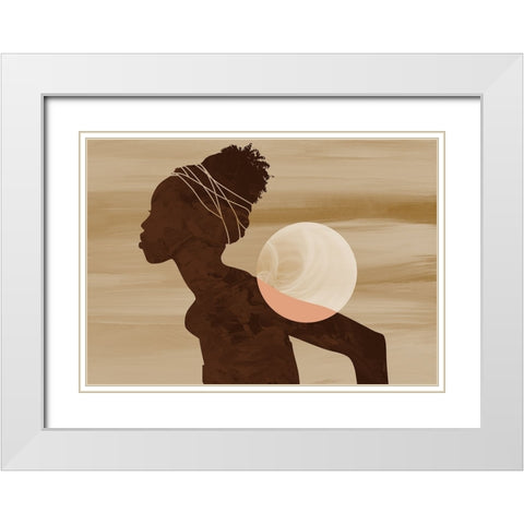 Angolan Moon White Modern Wood Framed Art Print with Double Matting by Roze, Fadil