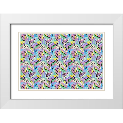 Pattern No 146 White Modern Wood Framed Art Print with Double Matting by Treechild