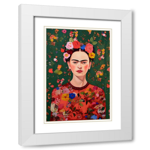 The Love Of Flowers White Modern Wood Framed Art Print with Double Matting by Treechild