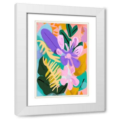 Spring Flowers White Modern Wood Framed Art Print with Double Matting by Treechild