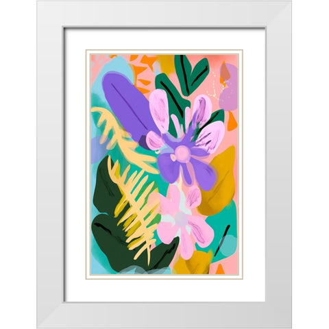 Spring Flowers White Modern Wood Framed Art Print with Double Matting by Treechild