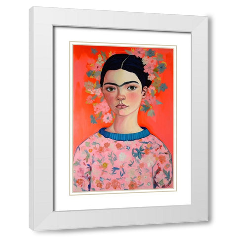 Young Frida White Modern Wood Framed Art Print with Double Matting by Treechild
