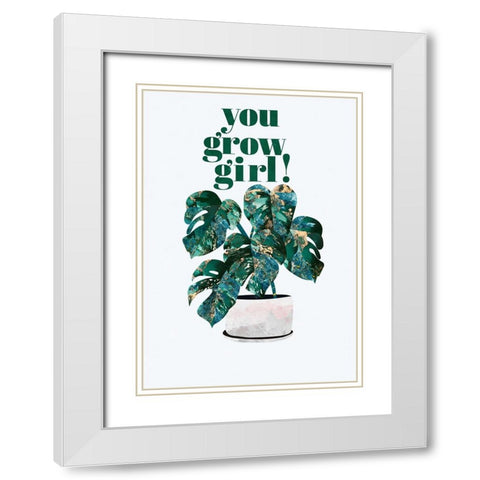 Plant typography quote text 2 White Modern Wood Framed Art Print with Double Matting by Manovski, Sarah