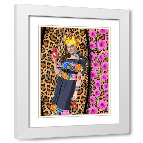 love Frida White Modern Wood Framed Art Print with Double Matting by Rakos, Lynnda
