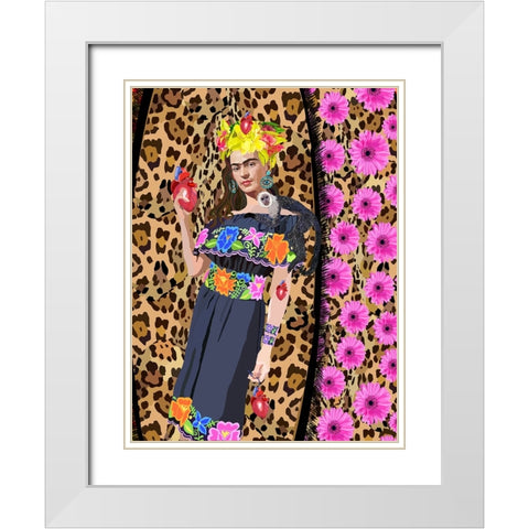love Frida White Modern Wood Framed Art Print with Double Matting by Rakos, Lynnda