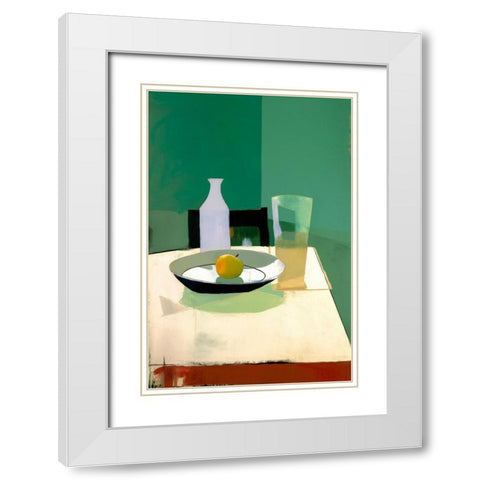 Still Life With Apple White Modern Wood Framed Art Print with Double Matting by Treechild