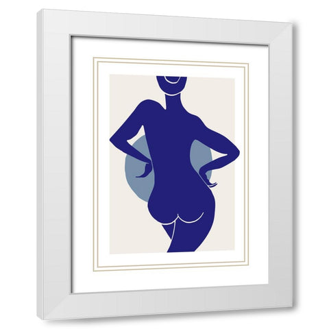 Femme Bleu White Modern Wood Framed Art Print with Double Matting by Pictufy Studio II