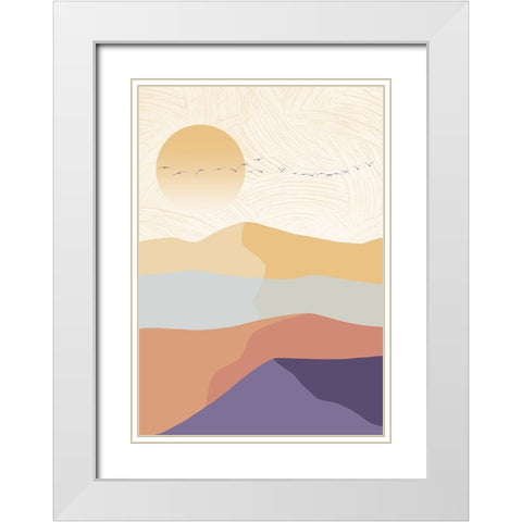 Elements of flying White Modern Wood Framed Art Print with Double Matting by Roze, Fadil