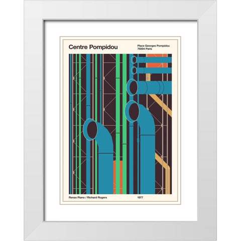 Pompidou White Modern Wood Framed Art Print with Double Matting by Bodart, Florent