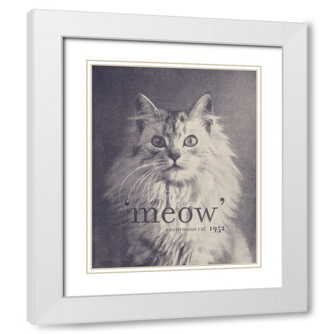 Famous Quote Cat White Modern Wood Framed Art Print with Double Matting by Bodart, Florent