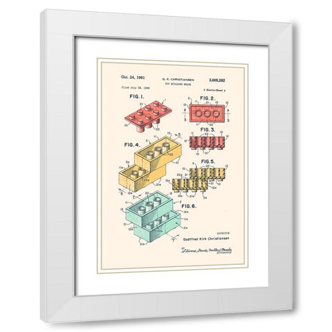Lego Colors White Modern Wood Framed Art Print with Double Matting by Bodart, Florent