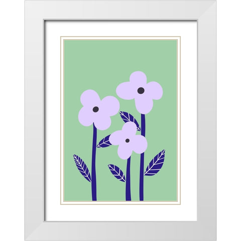 Lilac Flowers White Modern Wood Framed Art Print with Double Matting by Fritsch, Athene