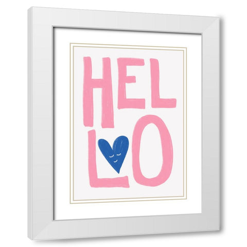 Hello White Modern Wood Framed Art Print with Double Matting by Fritsch, Athene