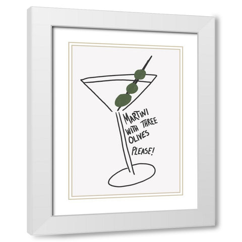 Martini Three Olives White Modern Wood Framed Art Print with Double Matting by Fritsch, Athene