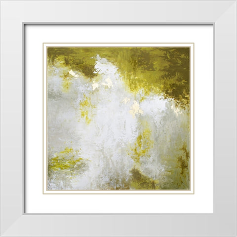 Abstract Moss Green 1 White Modern Wood Framed Art Print with Double Matting by Storms, Alyson